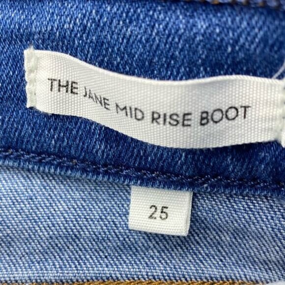 DENIM FORUM Aritzia The Jane Mid Rise Boot Sz 25 Ripped Frayed Knee - Picture 7 of 10